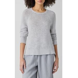 EILEEN FISHER Women's Pearl Raglan Sleeve Organic Linen & Cotton Sweater Size XL
